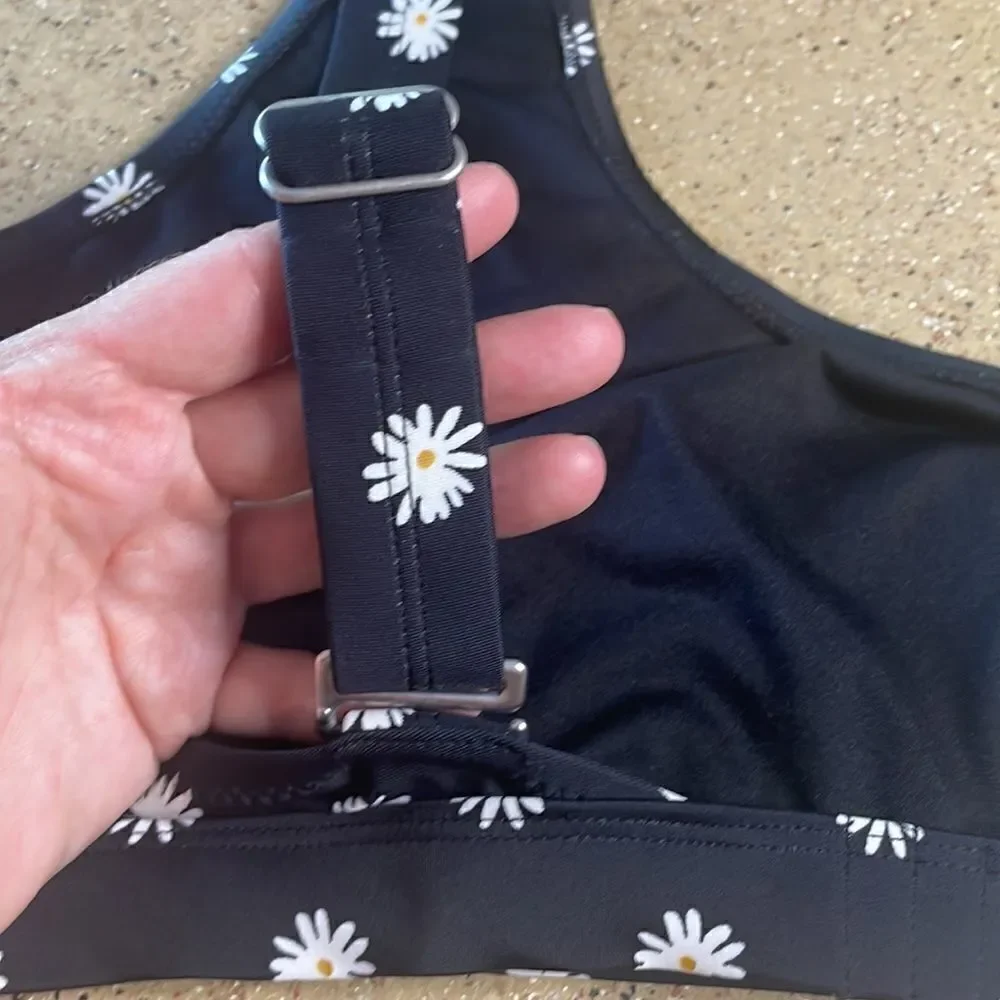 Old Navy tie front daisy print swim bralette bikini top sz XXL